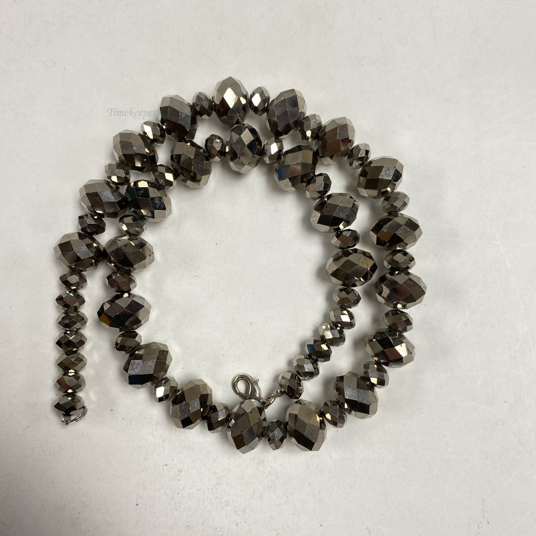 m254 Vintage Shiny Crystal Bead Necklace 17"