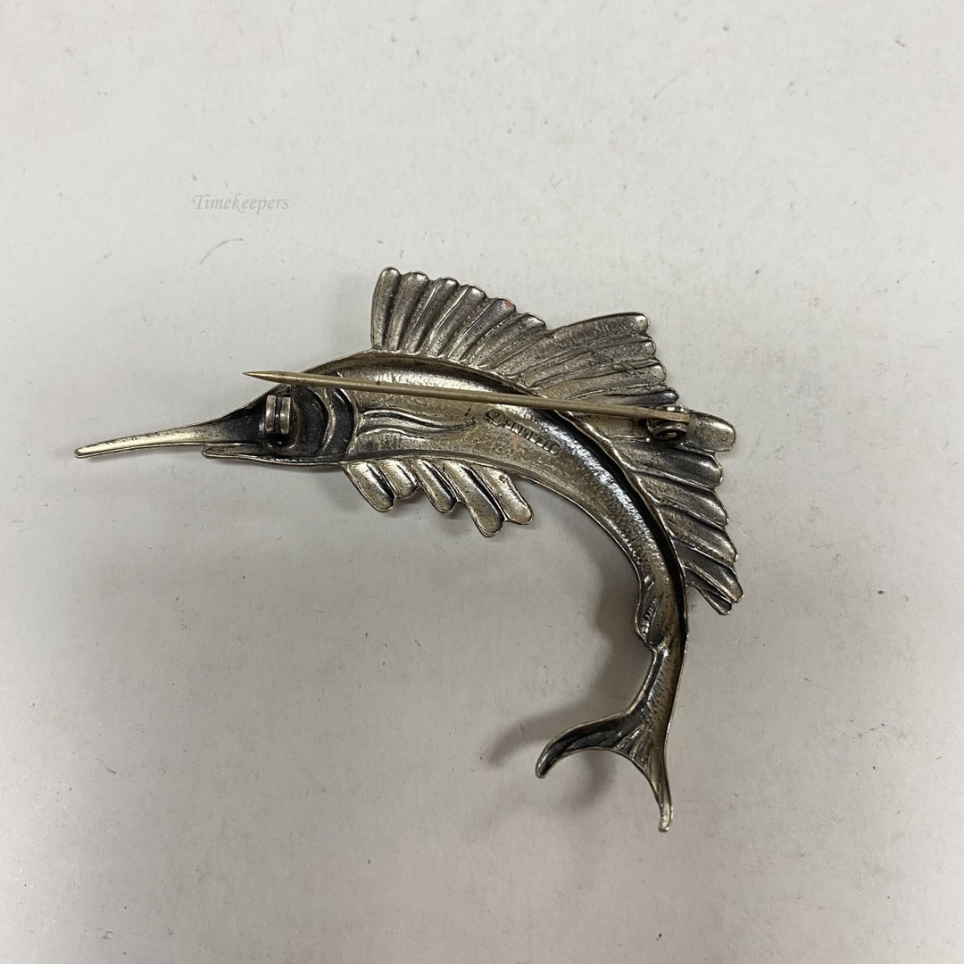 m272 Vintage Mexico Sterling Silver Fish Brooch Pin