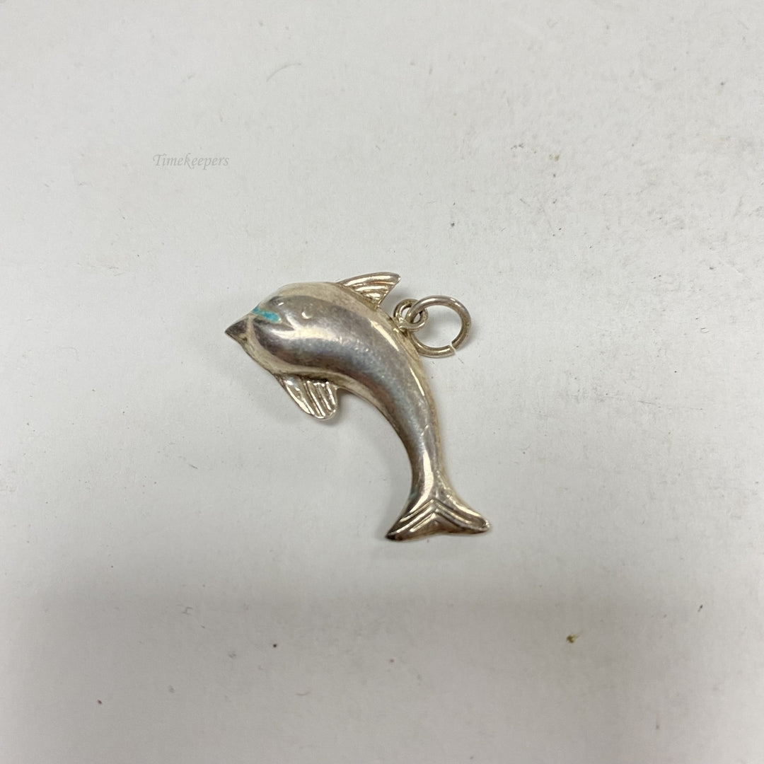 m278 Vintage Sterling Silver Dolphin Charm Pendant