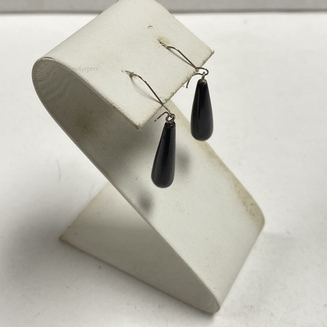 m315 Vintage Sterling Silver Dark Stone Dangle Earrings