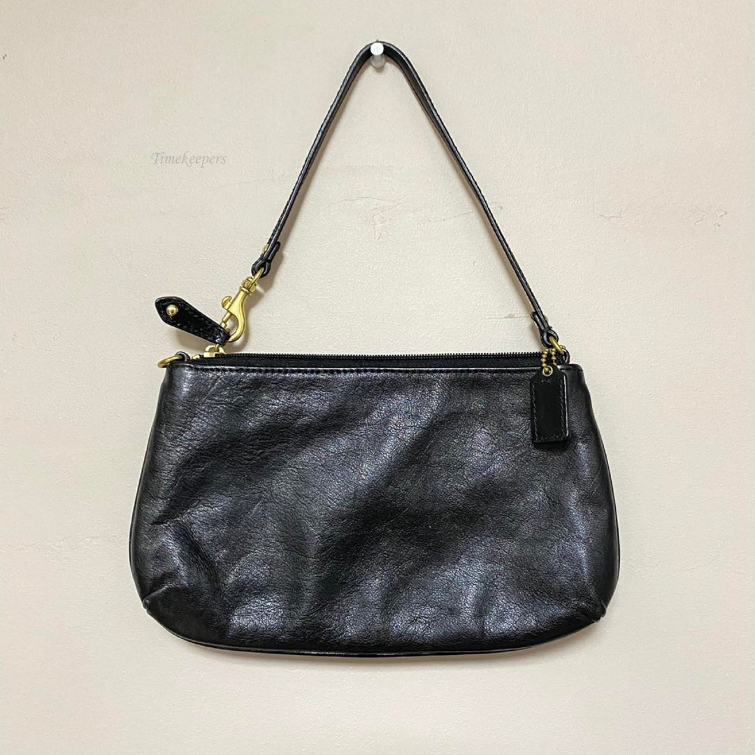 m341 Vintage Coach Black Leather Mini Wristlet Bag Card Cosmetic Trave –  TimeKeepersOlive