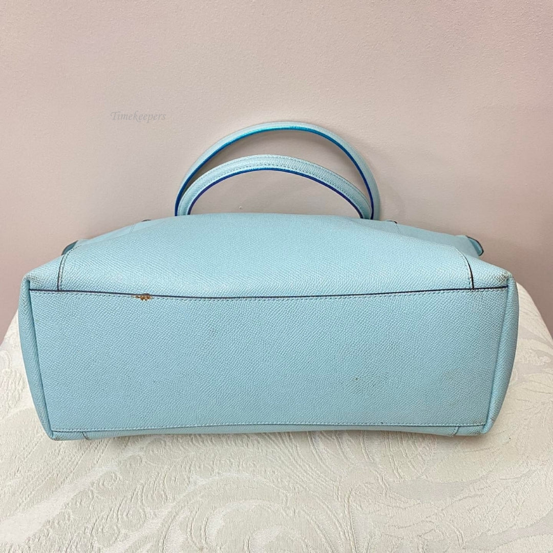 m348 Vintage Coach Women's Crossgrain Luxury Ava Tote Handbag Light Blue