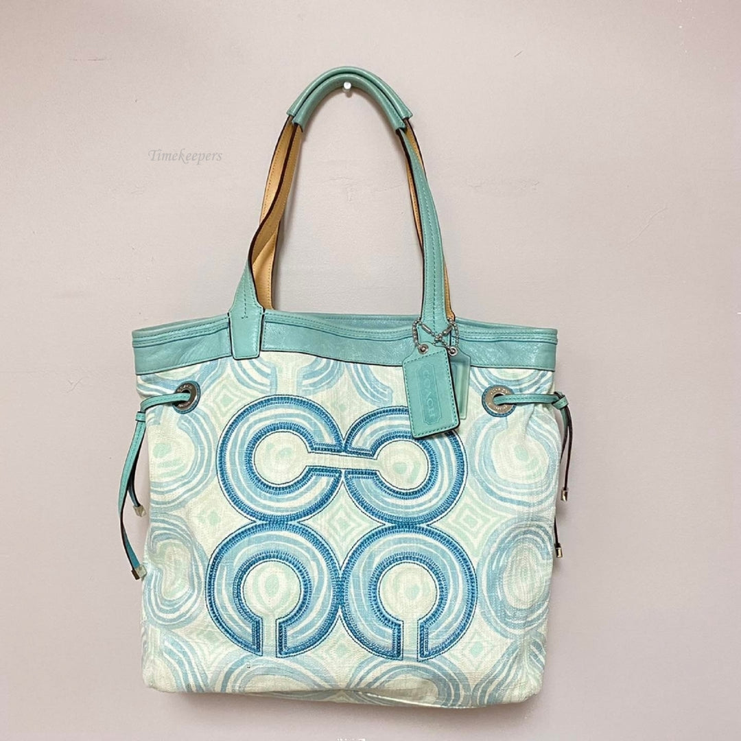 m349 Coach Set Op Art Swirl Audrey Shoulder Hand Bag Tote & Wristlet 17044