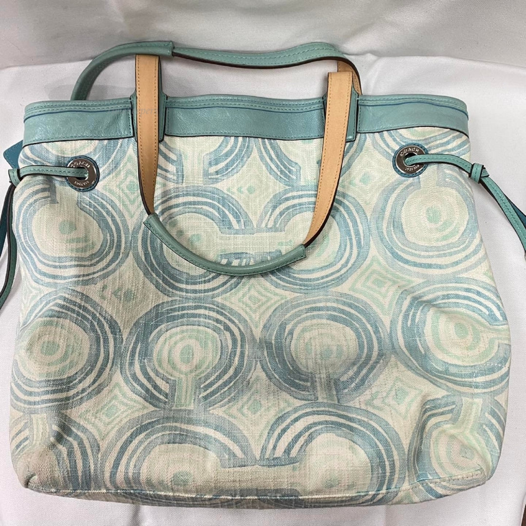 m349 Coach Set Op Art Swirl Audrey Shoulder Hand Bag Tote & Wristlet 17044