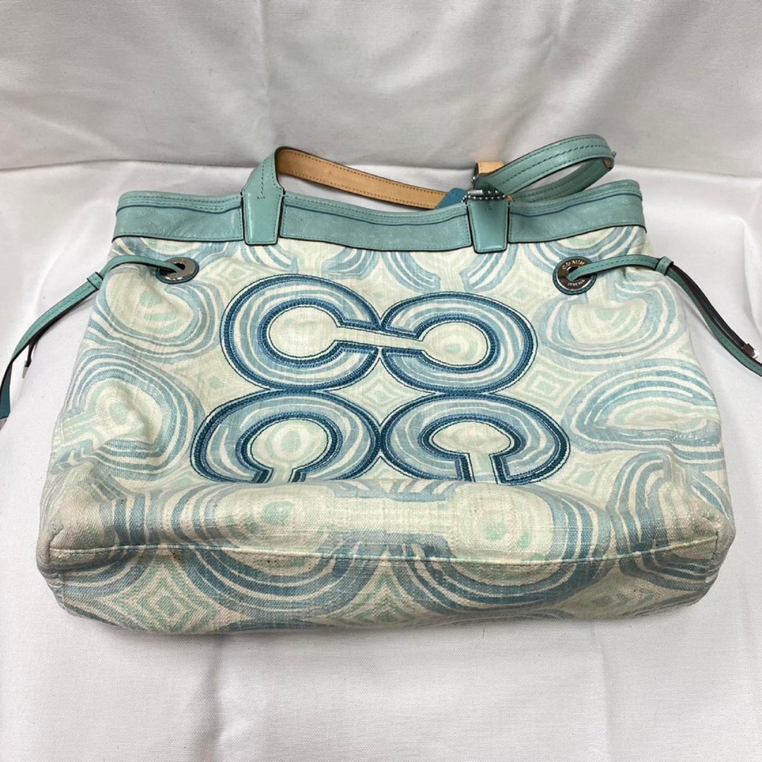 m349 Coach Set Op Art Swirl Audrey Shoulder Hand Bag Tote & Wristlet 17044