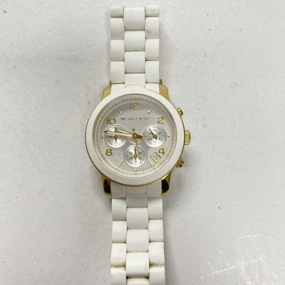 m395 Michael Kors All Stainless Steel White Band Unisex Wrist Watch