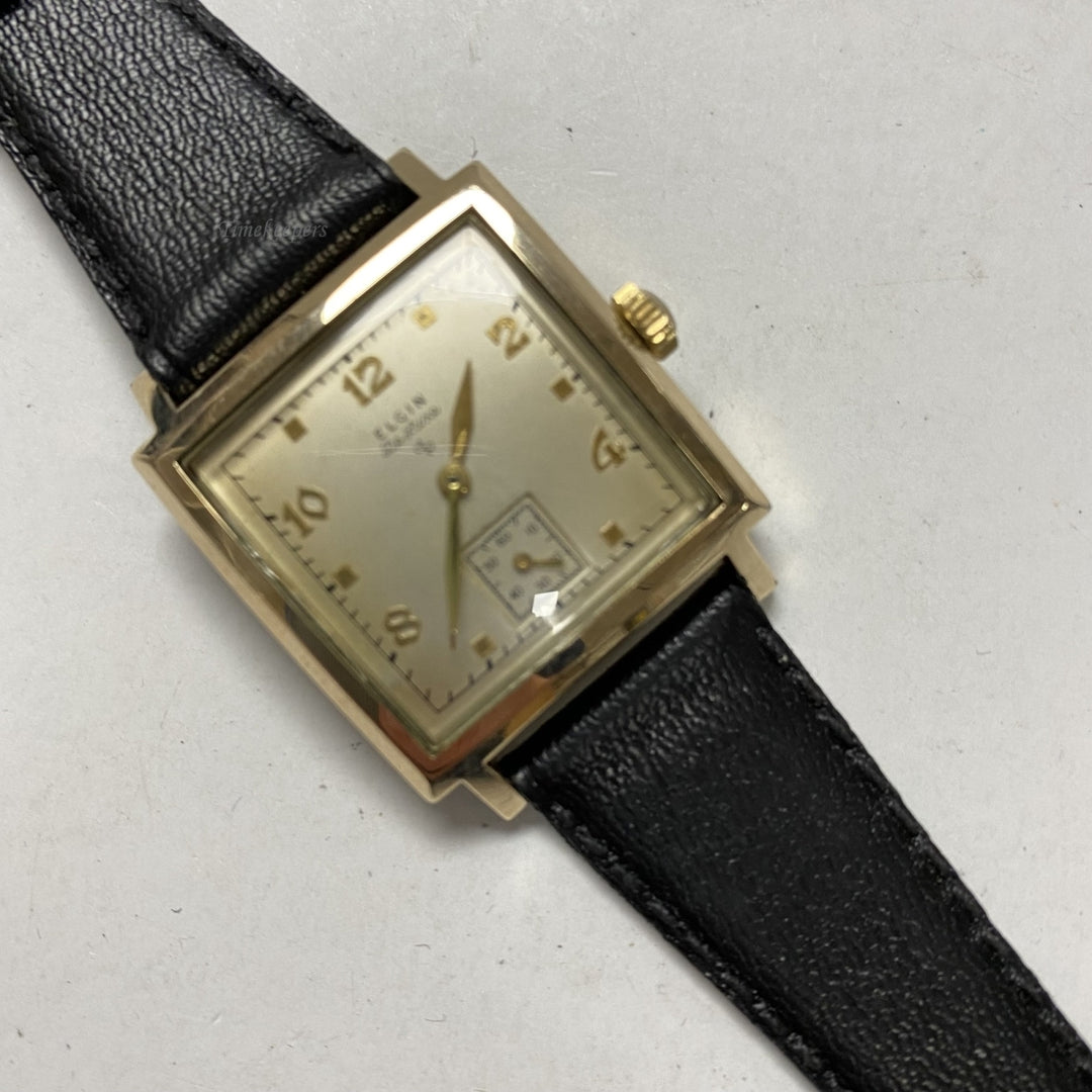 m422 Vintage Elgin DeLuxe 10K Gold Filled Mechanical Men's Wrist Watch