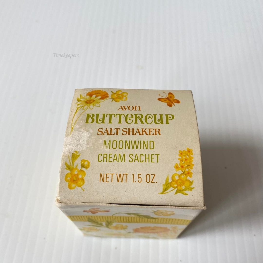 m486 Vintage Avon Collectible Buttercup Salt Shaker Moonwind Cream Sachet