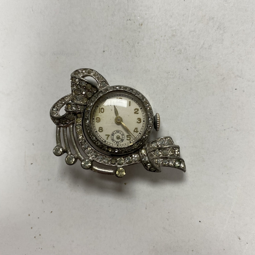 m521 Vintage Sapho Swiss Lapel Brooch Pin Silver Tone Women's Wrist Watch