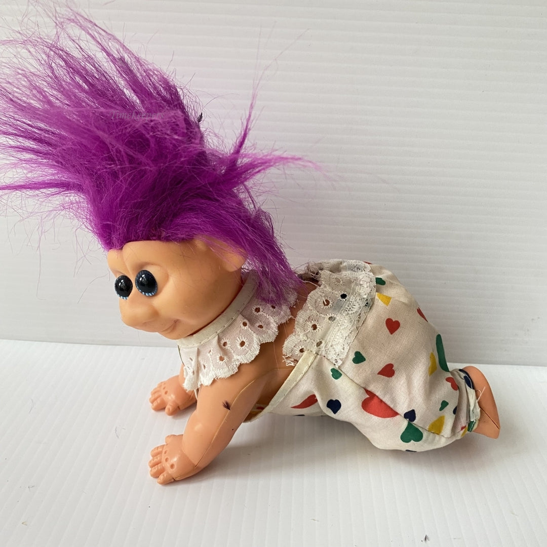 m545 Vintage Crawling Baby Doll Collectible Troll Toy Turning Head