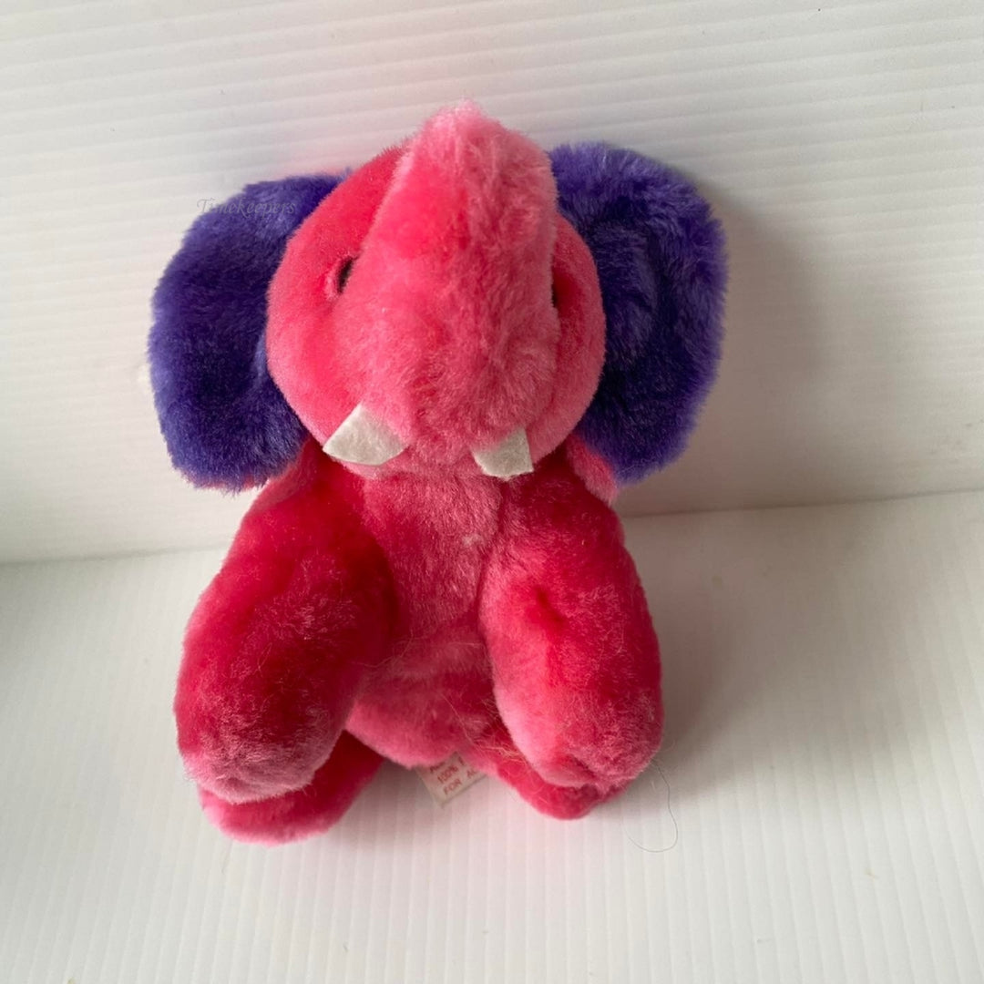 m556 Vintage Rare 1990's Pink Elephant Soft Stuffed Animal Toy Collectible