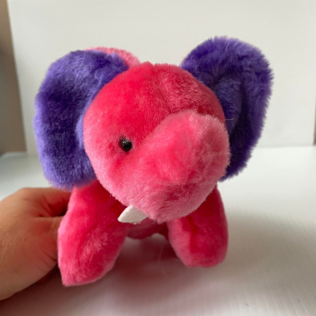 m556 Vintage Rare 1990's Pink Elephant Soft Stuffed Animal Toy Collectible