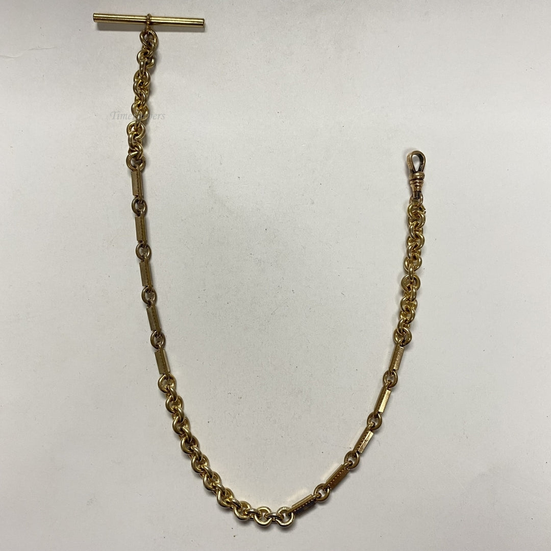 m609 Antique Gold Filled Vest Pocket Watch Link Chain 14"