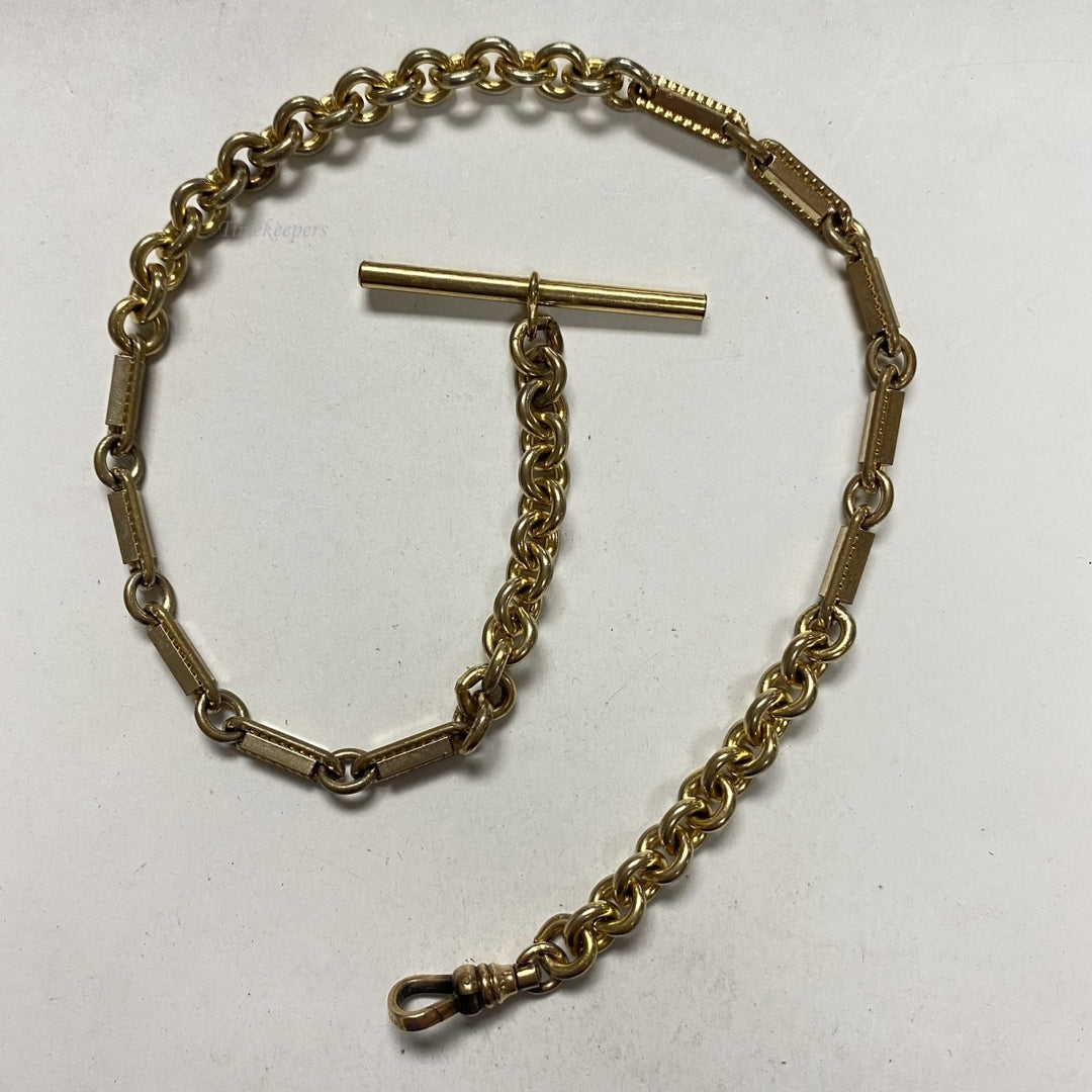 m609 Antique Gold Filled Vest Pocket Watch Link Chain 14"