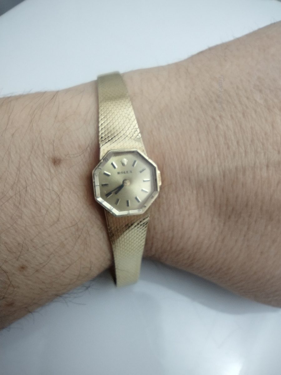 k598 Beautiful Octagon Shaped Ladies Vintage 14kt Yellow Gold Rolex