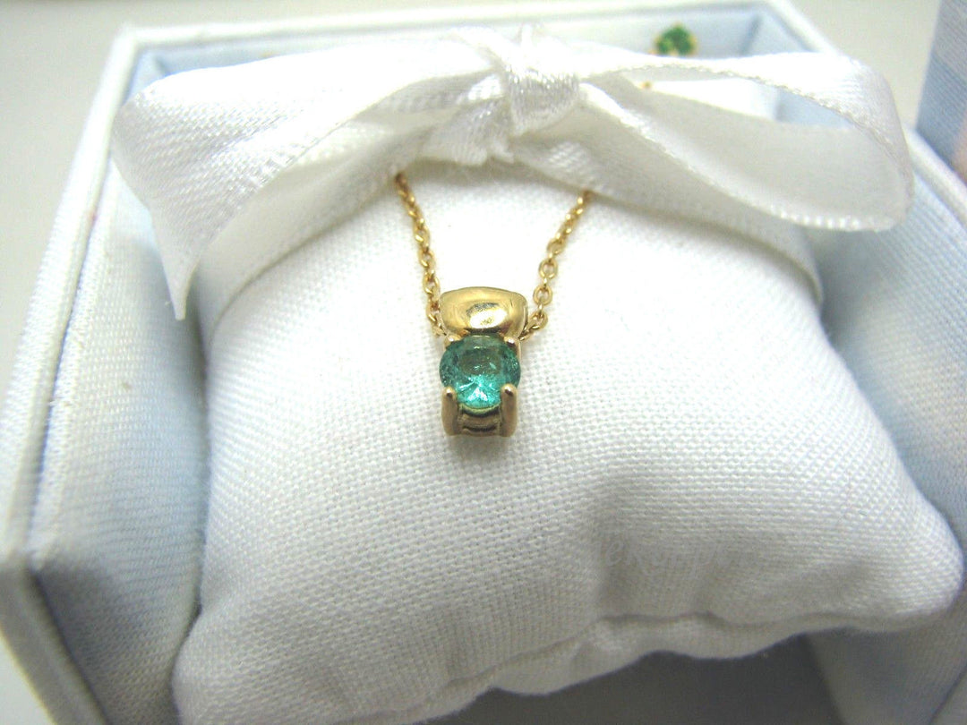c075 Baby, May Birth Stone Necklace in 14k Yellow Gold *EARRINGS SOLD*
