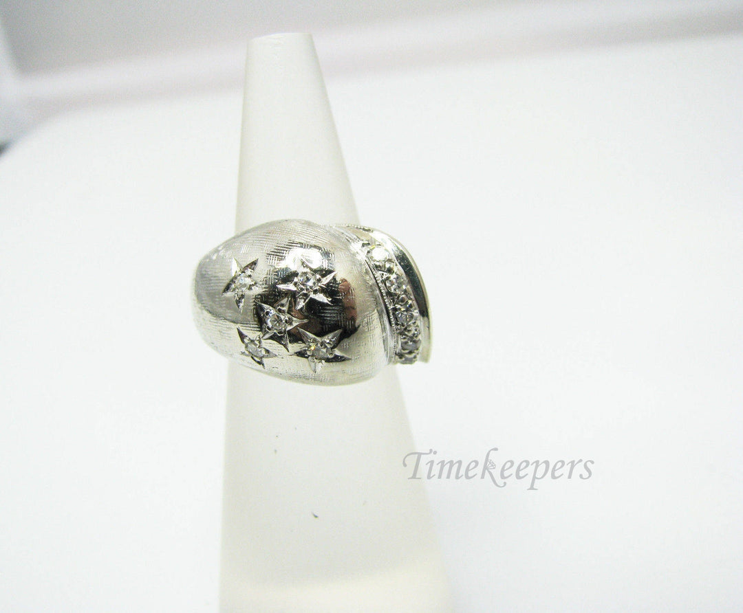 a505 Beautiful 14k White Gold Multi Diamond Ring with Stars &amp; Stripe Size 4.5