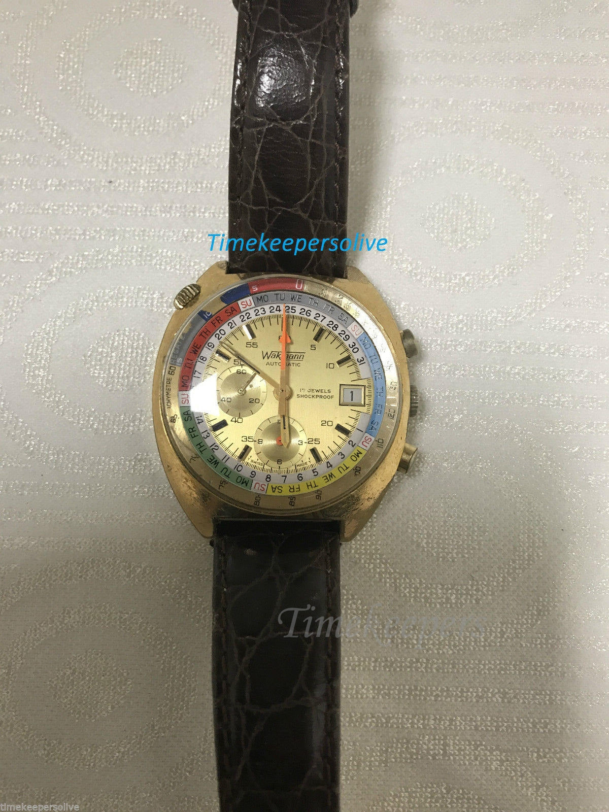 c552 Vintage 1960s Wakmann Automatic Regata Chronograph Day Date