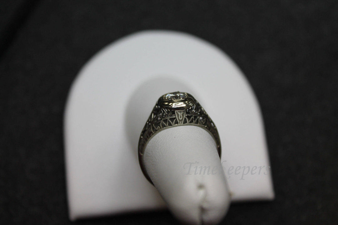 c119 Antique - Art Deco Ladies Diamond Ring 18K White Gold - 0.48 Cts tdw 6.75
