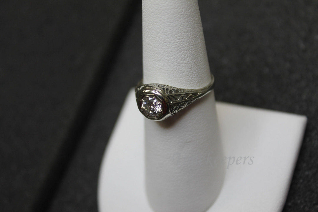 c119 Antique - Art Deco Ladies Diamond Ring 18K White Gold - 0.48 Cts tdw 6.75