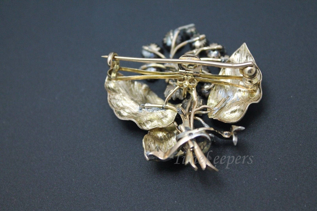 a734 Vintage Pin Brooch Pendant from 1890 - Ruby Flower Bouquet