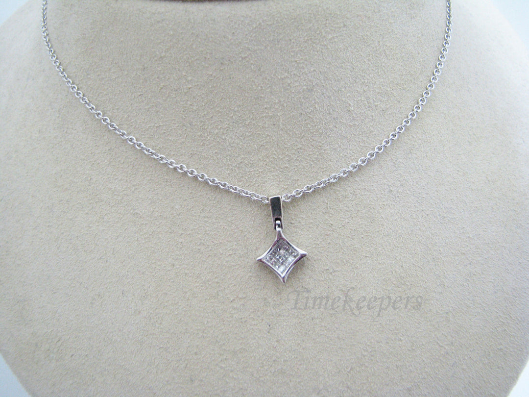 a379 Glamorous Pave Diamonds Diamond shape Pendant & Chain Necklace 14k 18k