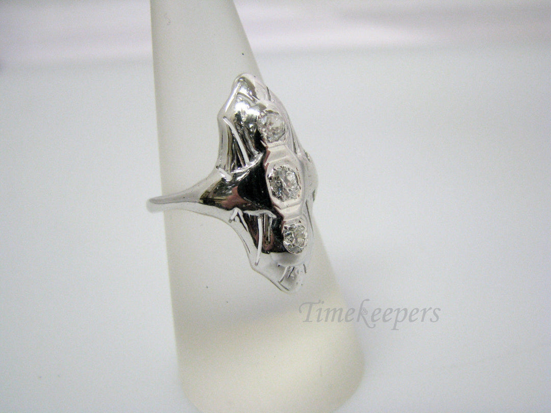 a396 Unique Vintage 3 Diamond Ring in 14k White Gold Size 7.25