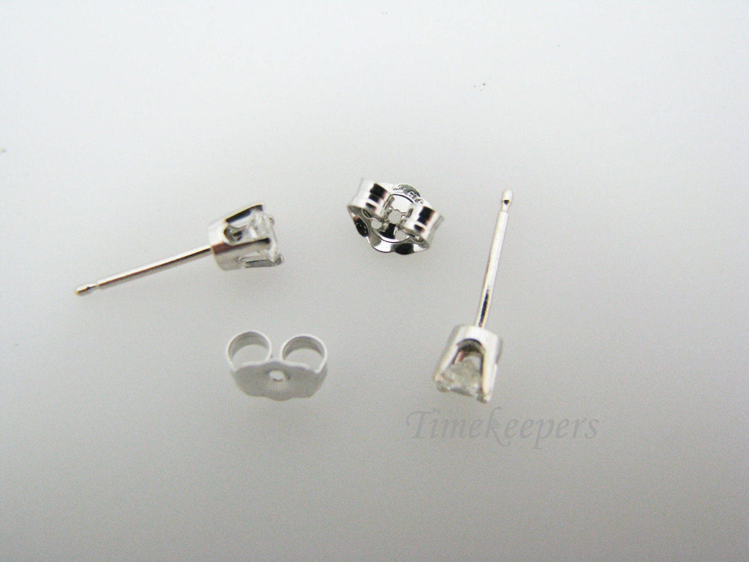 a370 Vintage Classic Splendid Diamond Stud Earrings 14k White Gold at .30 TCW