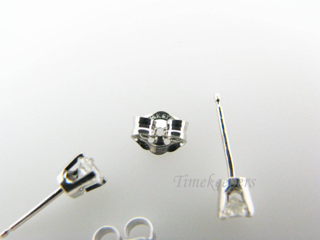 a370 Vintage Classic Splendid Diamond Stud Earrings 14k White Gold at .30 TCW