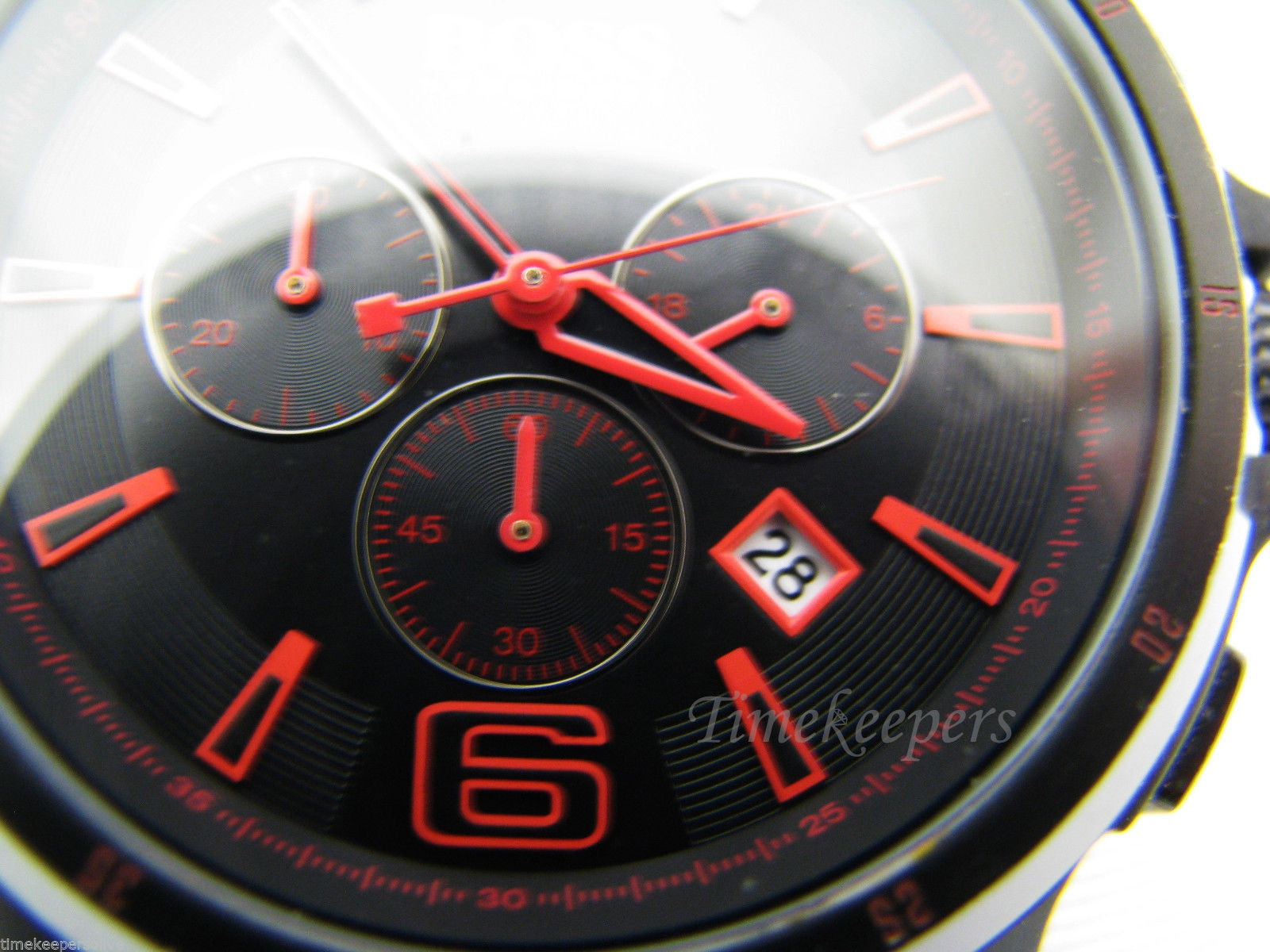 Hugo boss black & shop red leather chronograph watch