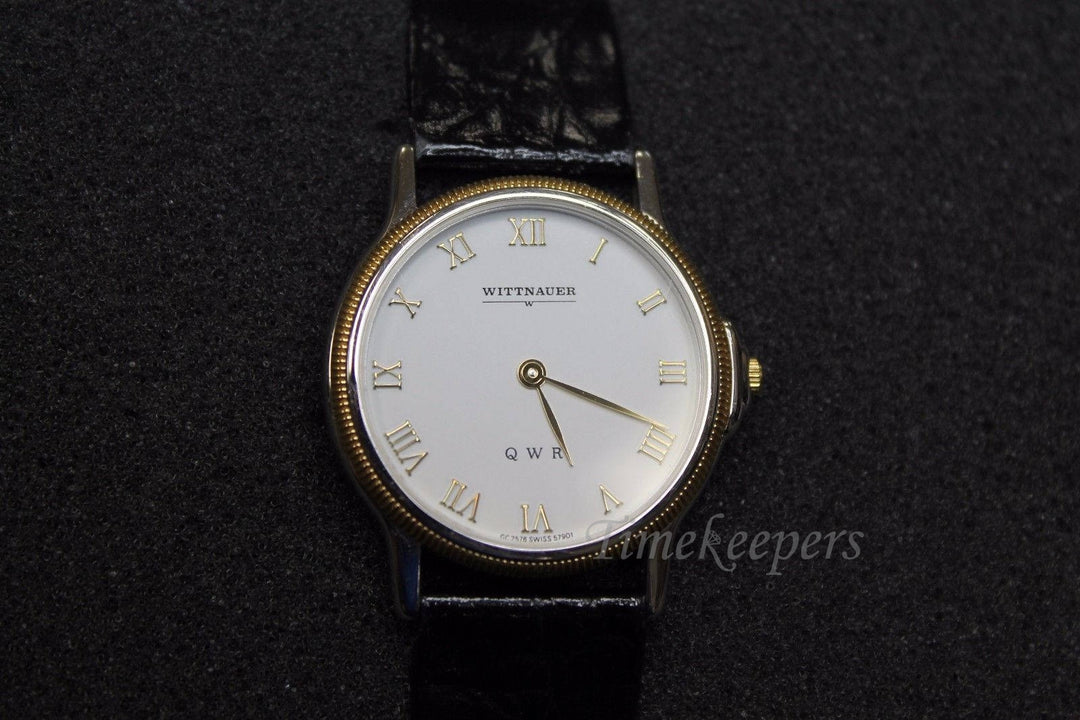 c136 Vintage WITTNAUER QWR Handsome Analog Two-Tone Wrist Watch - IN BOX