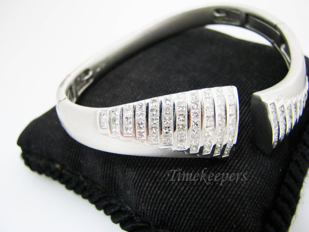 a889 Vintage Beautiful 18k White Gold - 6+ ct. Diamond Cuff Bracelet