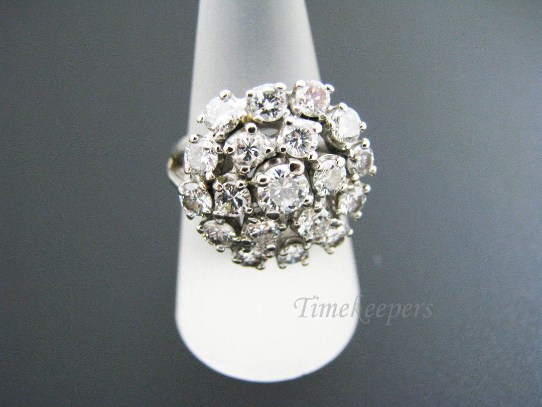 b030 Stunning Diamond Cluster Dinner Ring in 14k White Gold