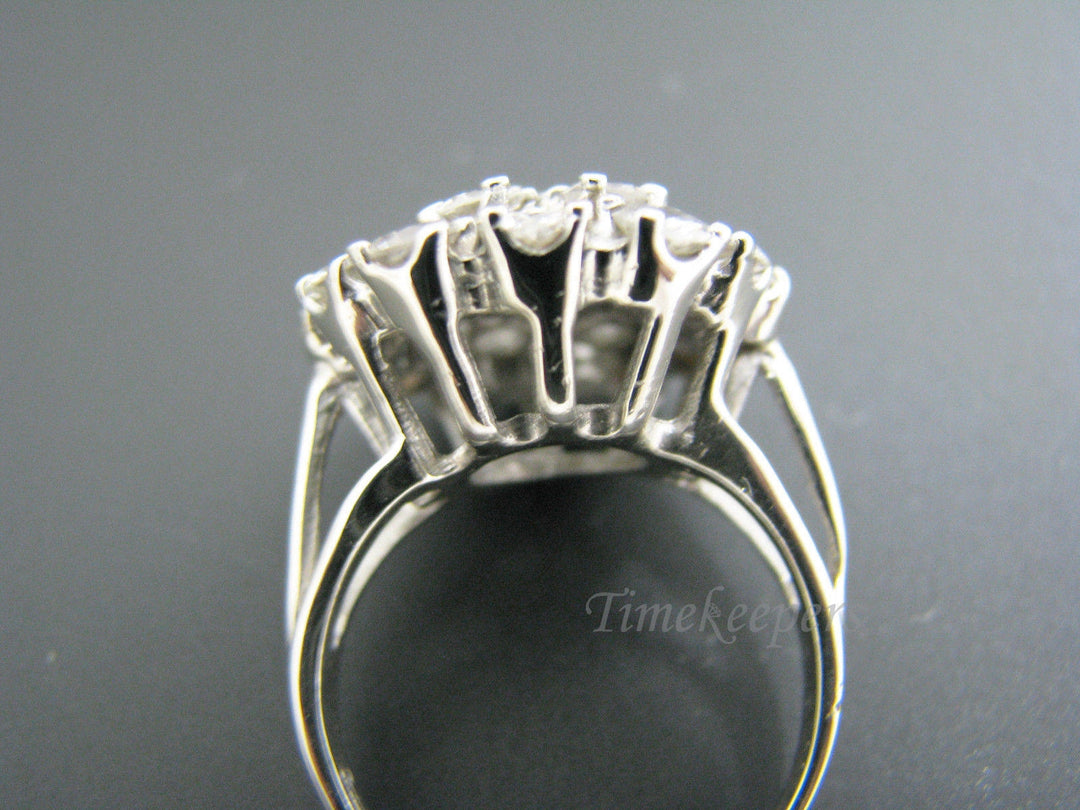 b030 Stunning Diamond Cluster Dinner Ring in 14k White Gold