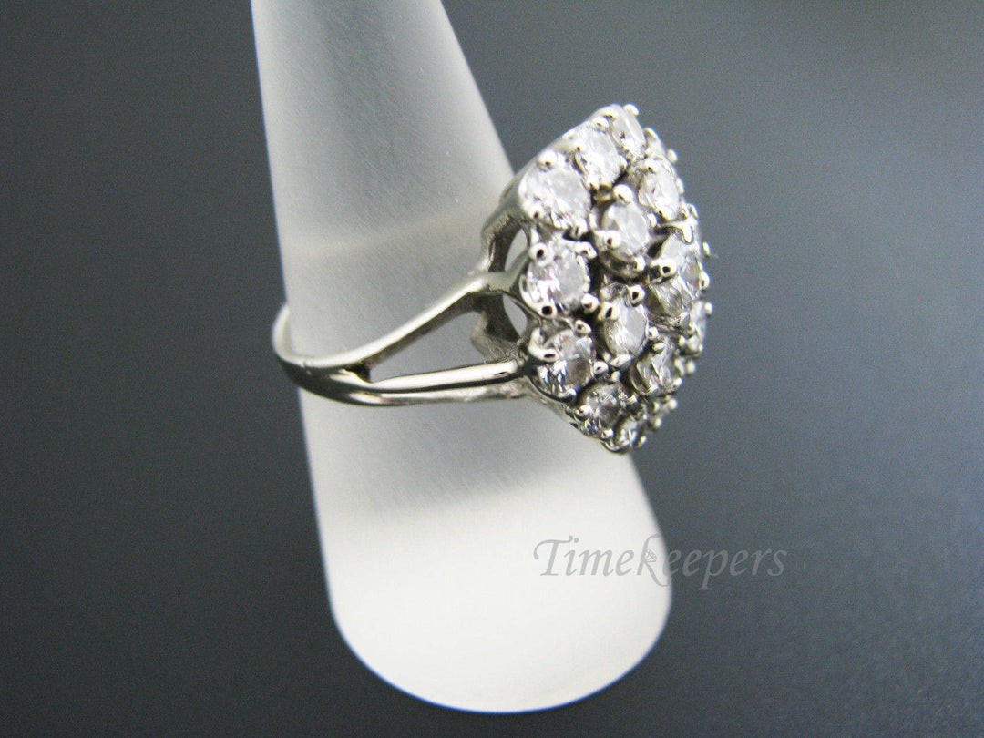 b030 Stunning Diamond Cluster Dinner Ring in 14k White Gold