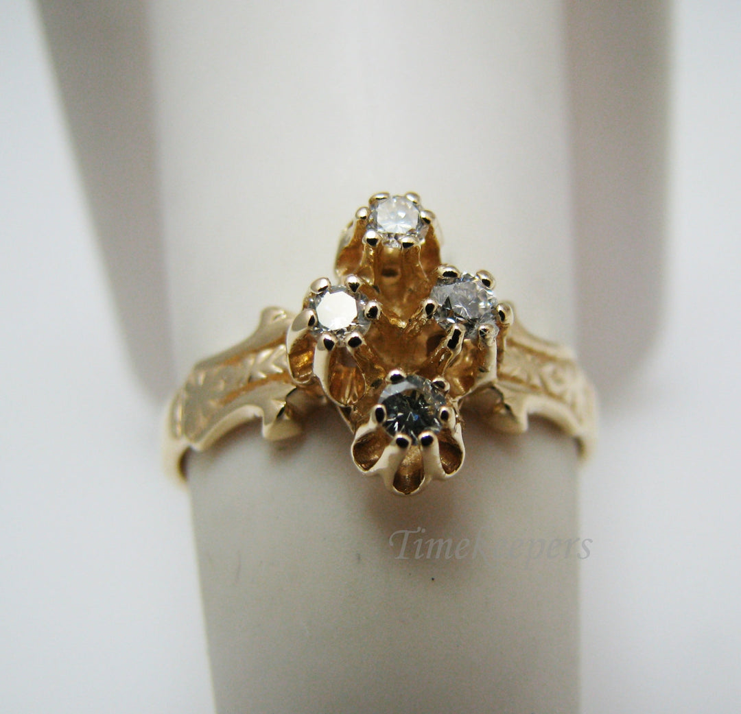 a982 Beautiful 14k Yellow Gold (4) Diamond Ring