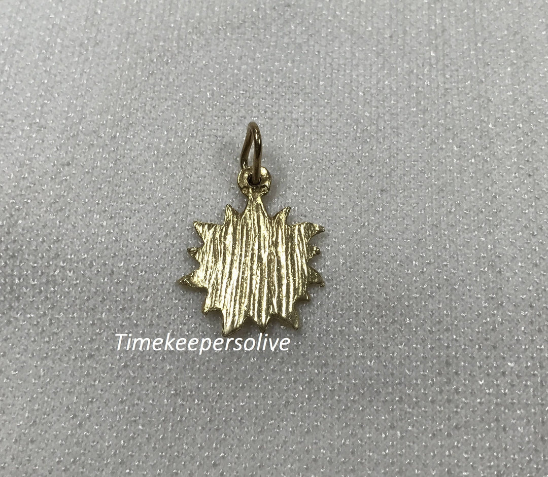 a490 14k Yellow Gold Sun Smiley Face Charm Pendant