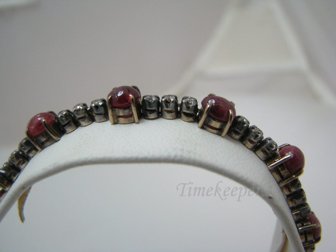 a543 Amazing Vintage 14k Yellow Gold Multiple Diamond and Ruby Bracelet