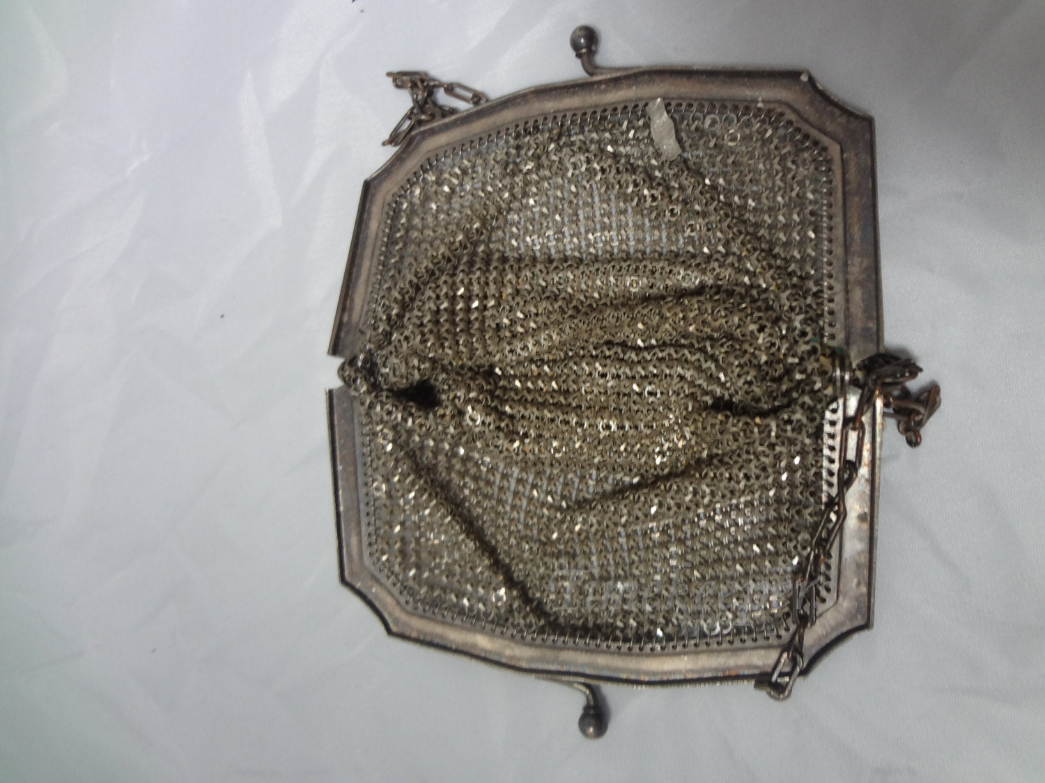 Vintage Metal Mesh Evening Bag Handbag Purse Dark Gray with Beaded Chain  Handle | eBay