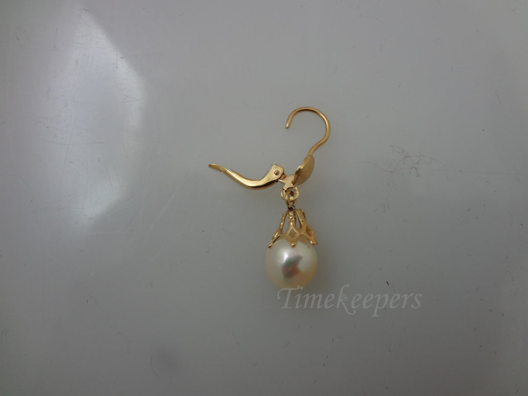 c608 Gorgeous Baroque Pearl Dangle Pierced Earrings in 14k Yellow Gold
