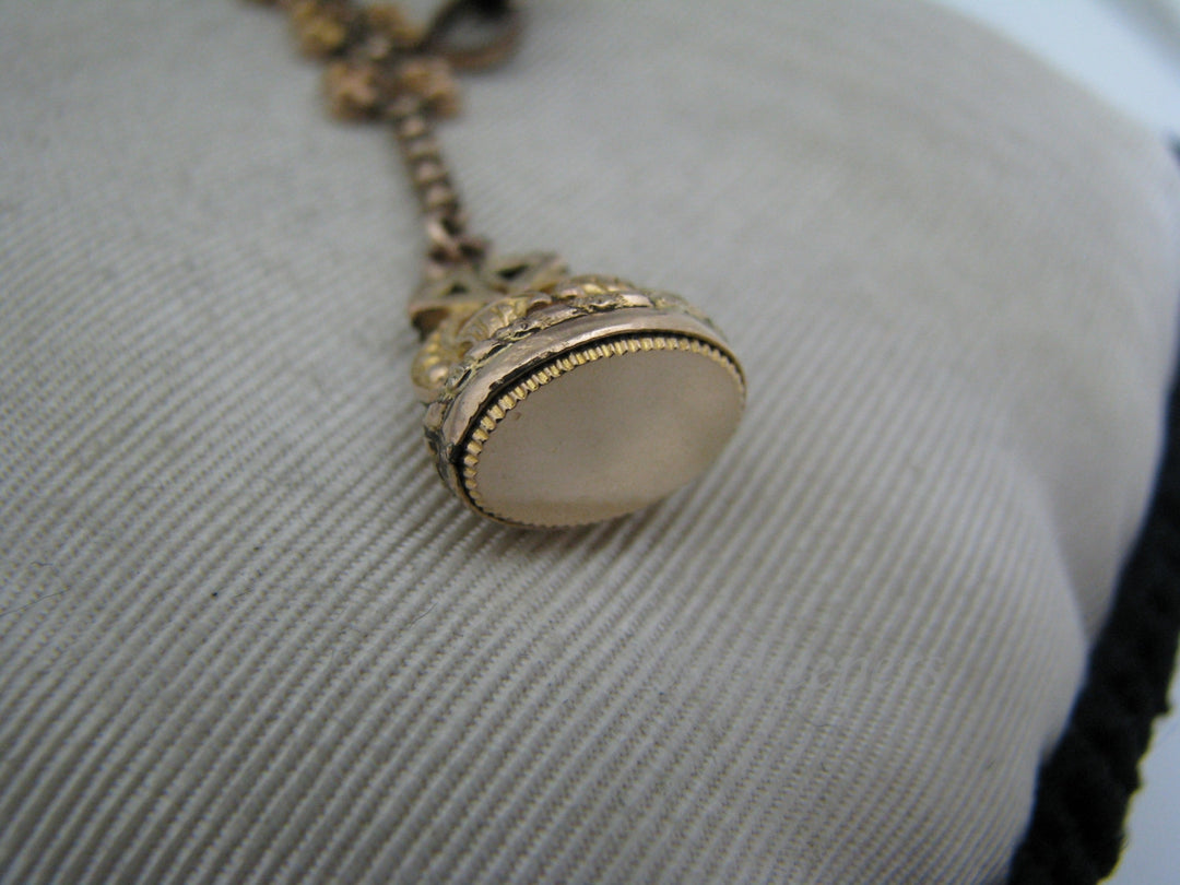 c060 Vintage Gold Filled Filigree Links Watch Fob with Pocket Watch Chain