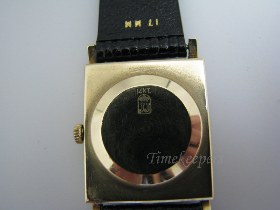 a155 Vintage Original 14k Yellow Gold Jules Jurgenson Watch with Leather Strap