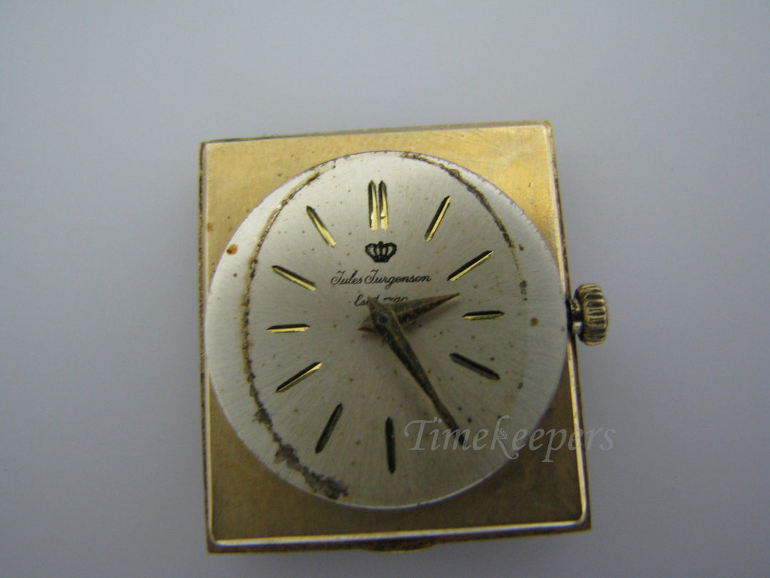 a155 Vintage Original 14k Yellow Gold Jules Jurgenson Watch with Leather Strap