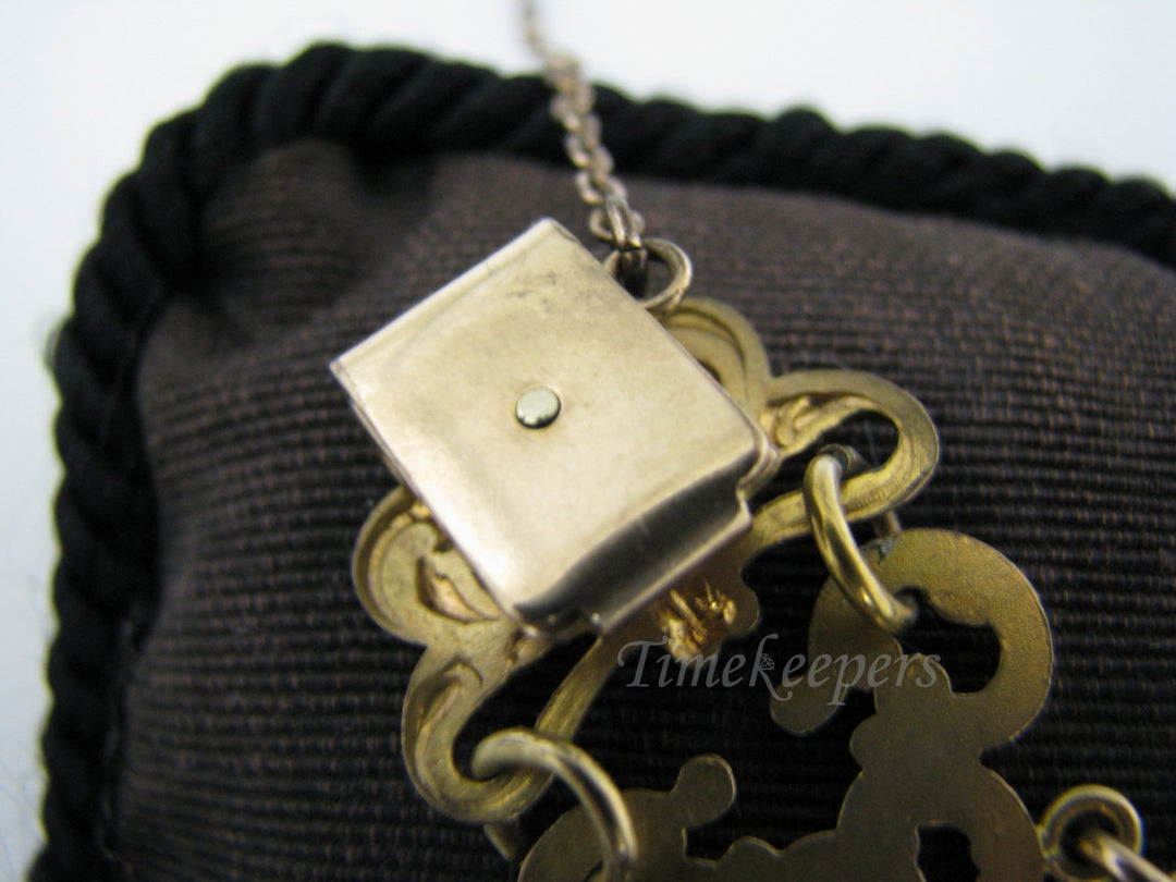 c086 Vintage Pocket Watch Chain Featuring Filigree Links on a Waist Clip
