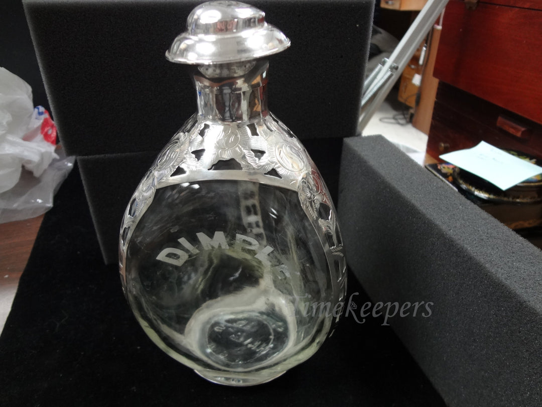 c595 Haig Dimple Pinch Bottle With Sterling Overlay