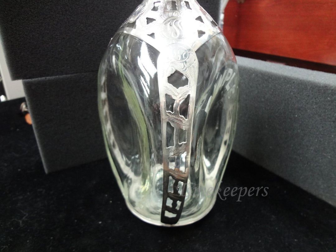 c595 Haig Dimple Pinch Bottle With Sterling Overlay
