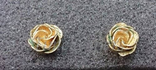 a315 BeautifVintage Gold Filled Elegant Earrings with Carved Flower Design