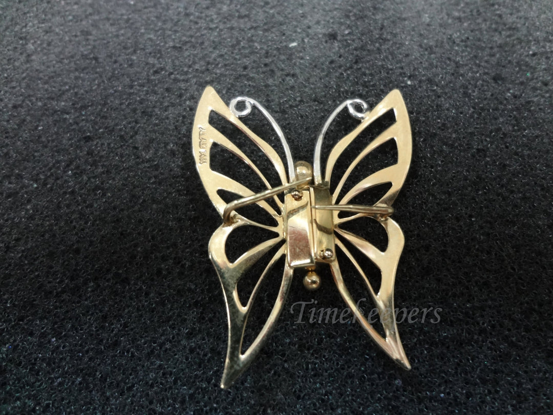 a650 Vintage Pretty Butterfly pin in 14k Yellow and White Gold