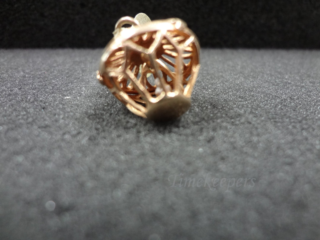 c538 Pretty 14k Yellow Gold Bird in a Golden Cage Charm or Pendant