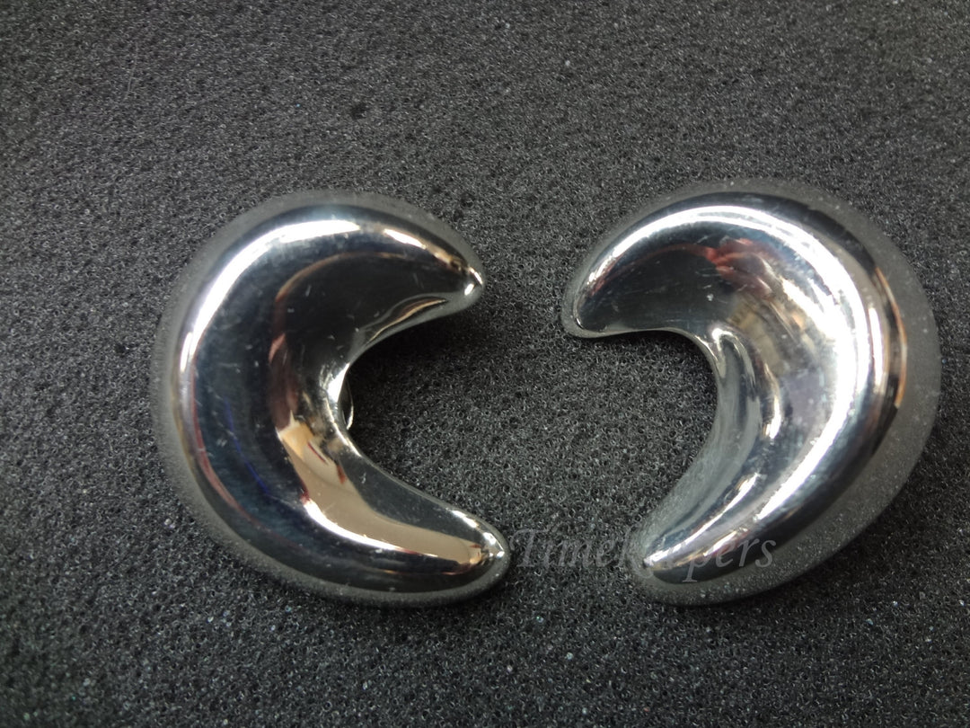 c423 Beautiful Modern Design Sterling Silver Half Circle Clip on Earrings